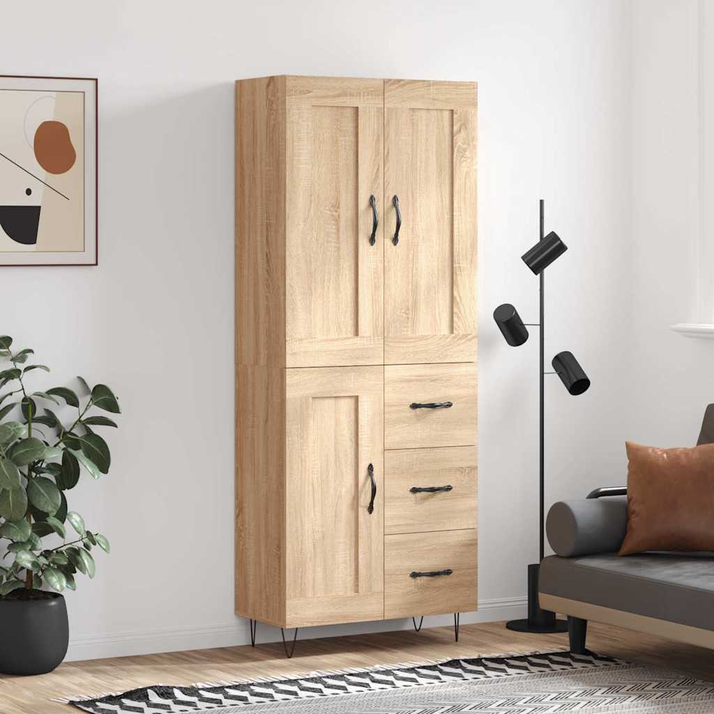 Highboard Sonoma-Eiche 69,5x34x180 cm Holzwerkstoff