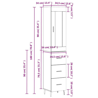 Highboard Betongrau 34,5x34x180 cm Holzwerkstoff