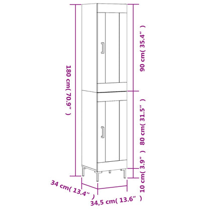 Highboard Sonoma-Eiche 34,5x34x180 cm Holzwerkstoff