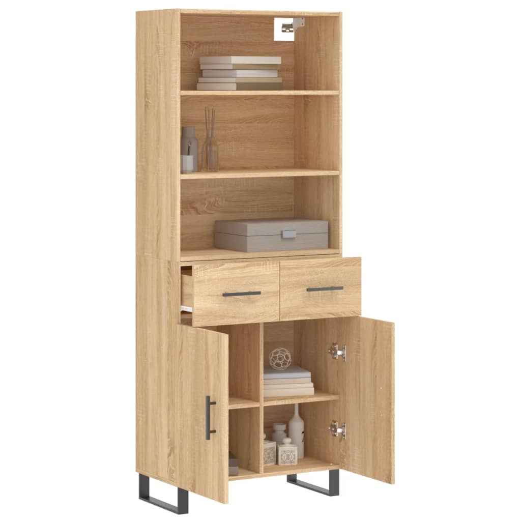Highboard Sonoma-Eiche 69,5x34x180 cm Holzwerkstoff