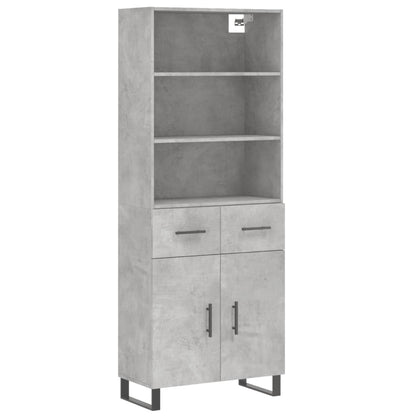 Highboard Betongrau 69,5x34x180 cm Holzwerkstoff