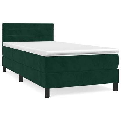 Boxspringbett mit Matratze Dunkelgrün 90x190 cm Samt