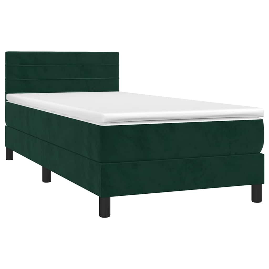 Boxspringbett mit Matratze Dunkelgrün 90x200 cm Samt