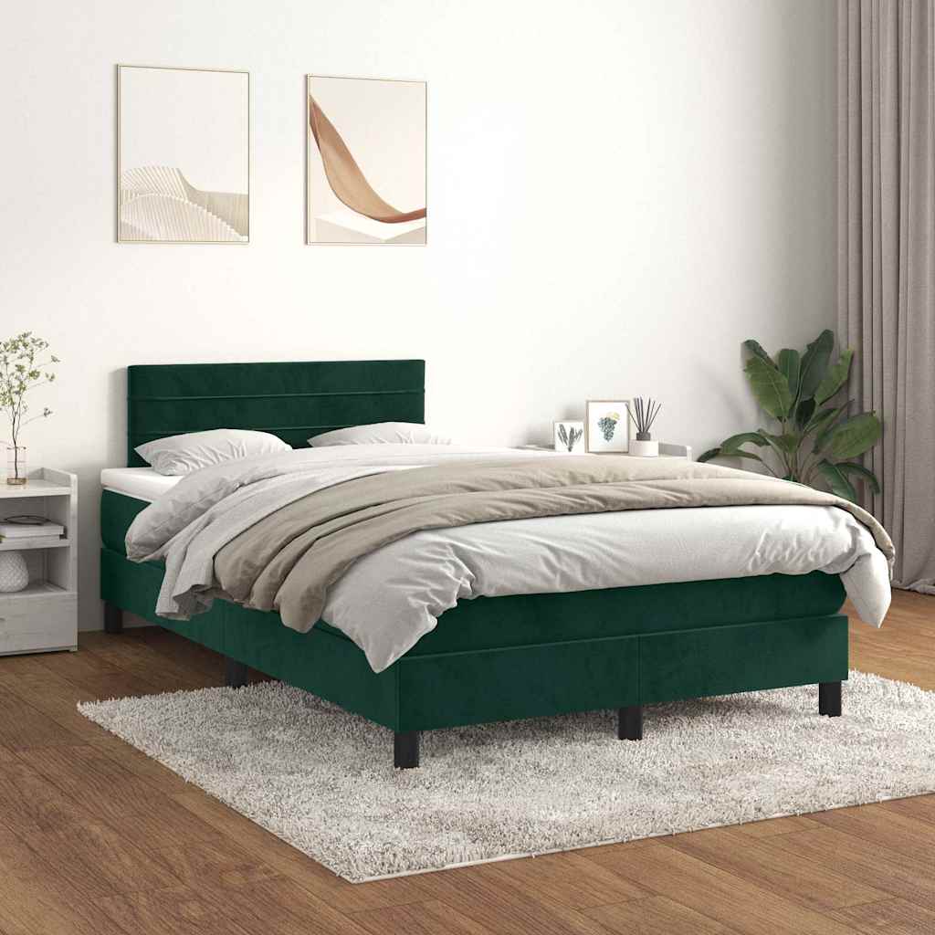 Boxspringbett mit Matratze Dunkelgrün 120x200 cm Samt