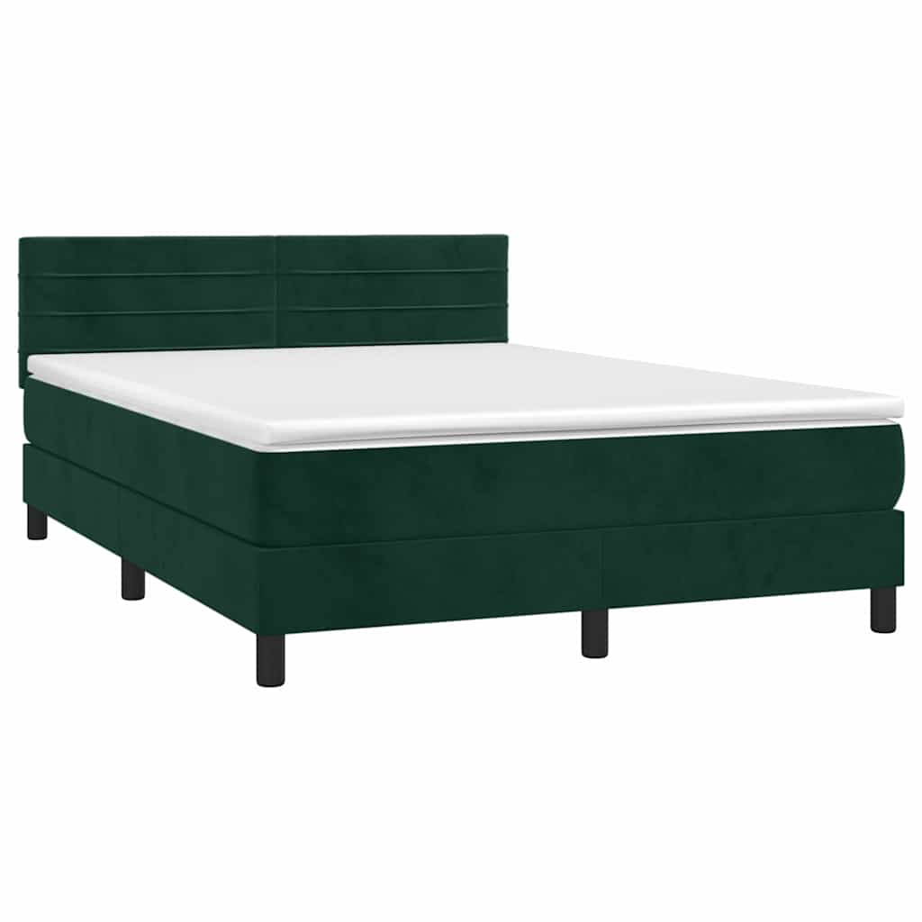 Boxspringbett mit Matratze Dunkelgrün 140x200 cm Samt