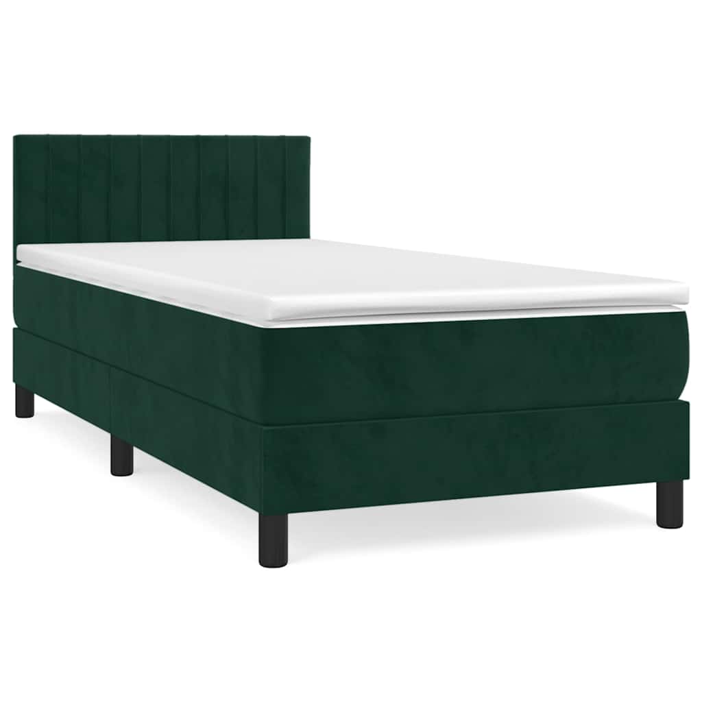 Boxspringbett mit Matratze Dunkelgrün 100x200 cm Samt