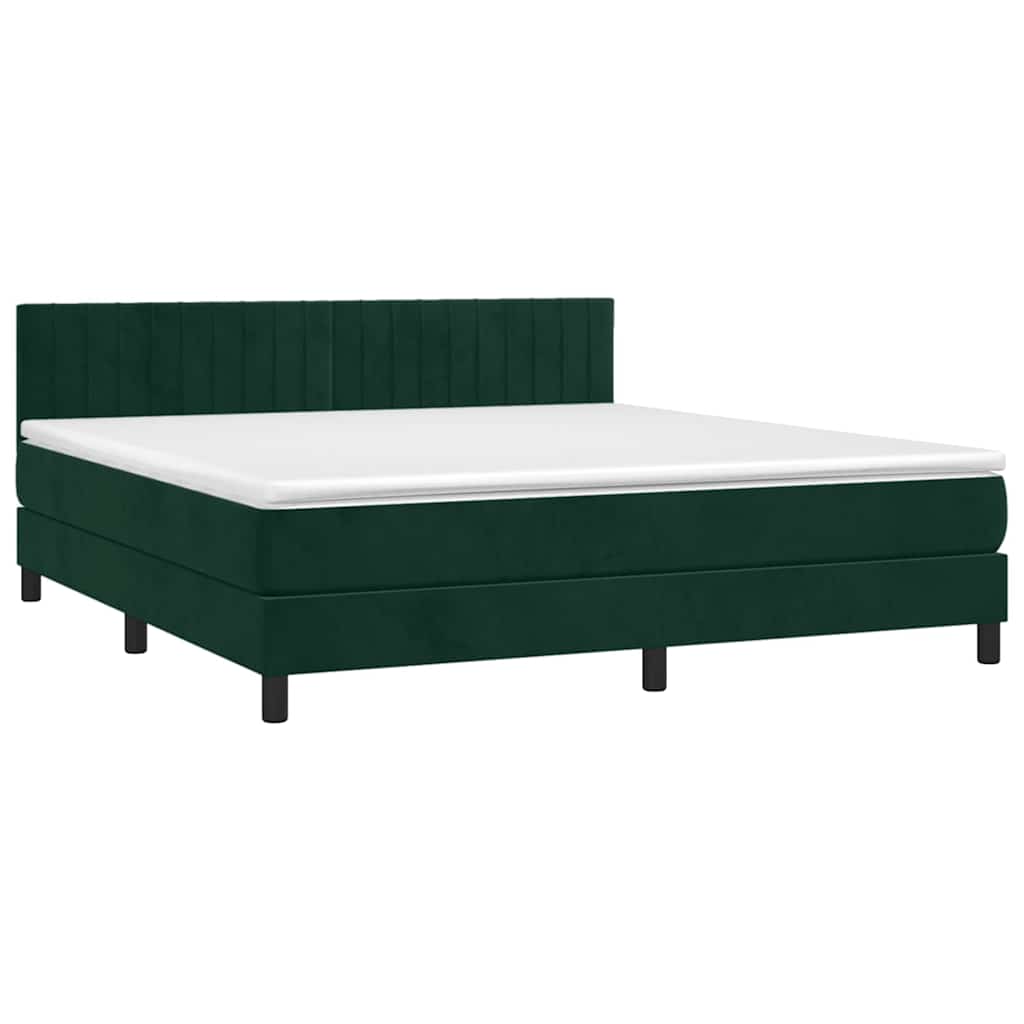 Boxspringbett mit Matratze Dunkelgrün 160x200 cm Samt