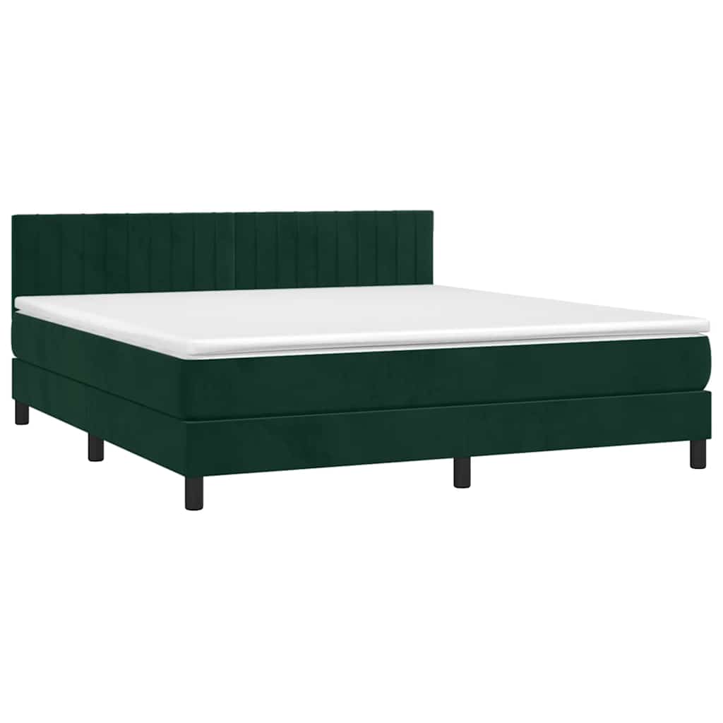Boxspringbett mit Matratze Dunkelgrün 180x200 cm Samt