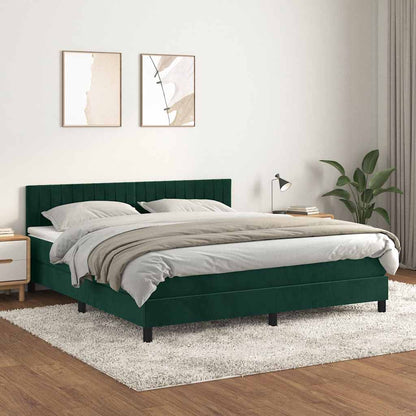 Boxspringbett mit Matratze Dunkelgrün 180x200 cm Samt