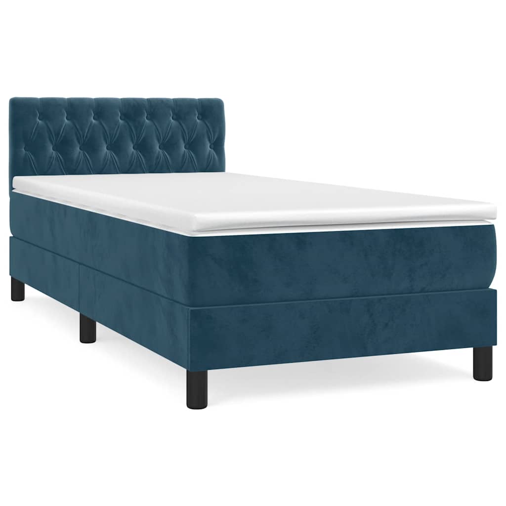 Boxspringbett mit Matratze Dunkelblau 90x190 cm Samt