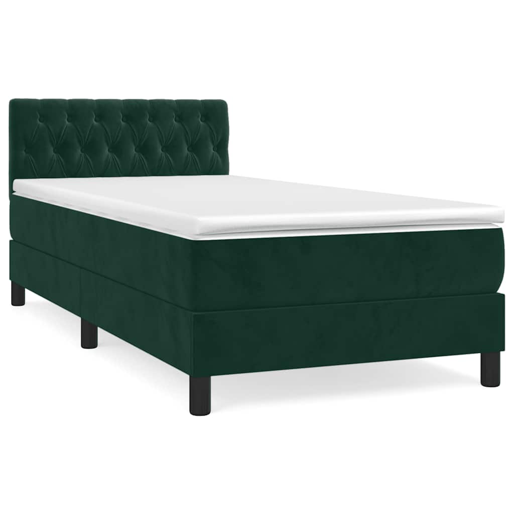 Boxspringbett mit Matratze Dunkelgrün 90x200 cm Samt