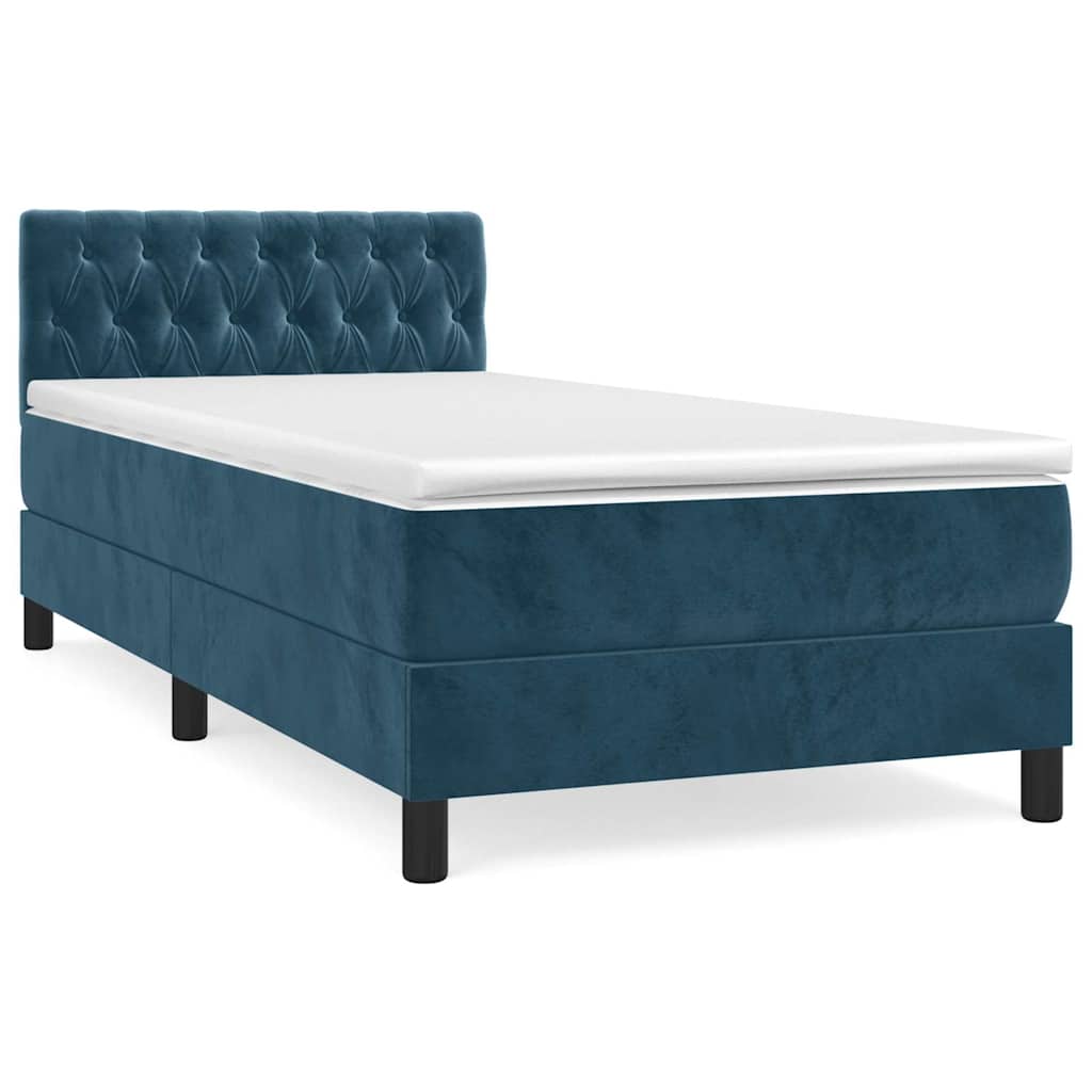 Boxspringbett mit Matratze Dunkelblau 90x200 cm Samt