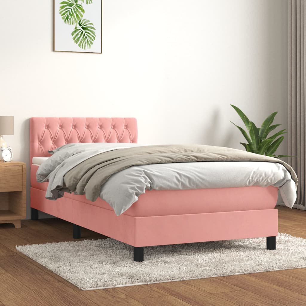 Boxspringbett mit Matratze Rosa 90x200 cm Samt