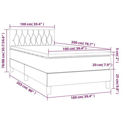Boxspringbett mit Matratze Hellgrau 100x200 cm Samt