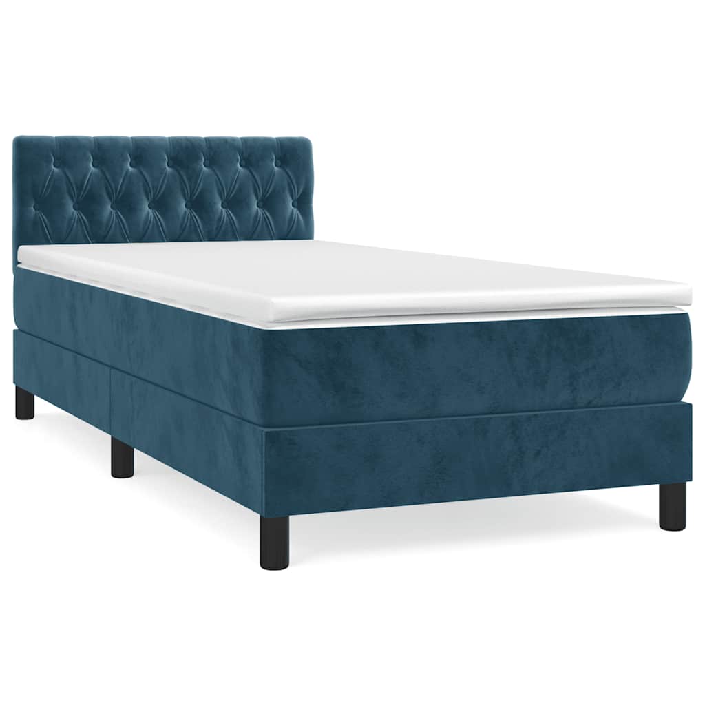 Boxspringbett mit Matratze Dunkelblau 100x200 cm Samt