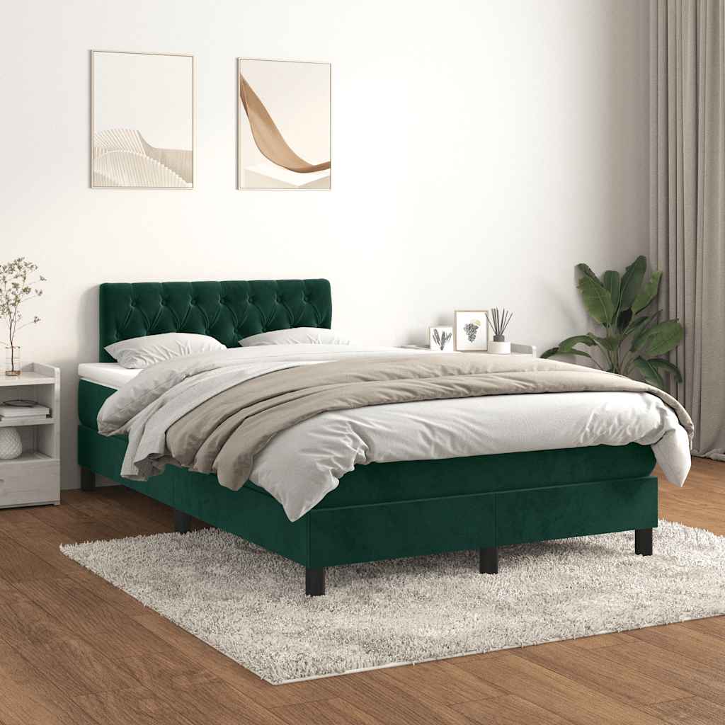 Boxspringbett mit Matratze Dunkelgrün 120x200 cm Samt