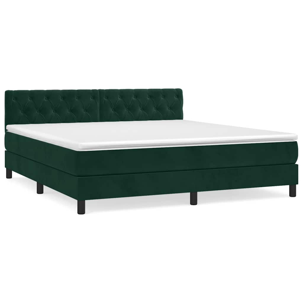 Boxspringbett mit Matratze Dunkelgrün 160x200 cm Samt
