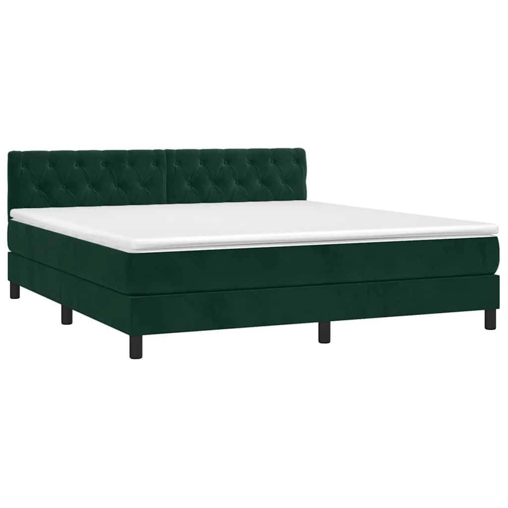 Boxspringbett mit Matratze Dunkelgrün 160x200 cm Samt