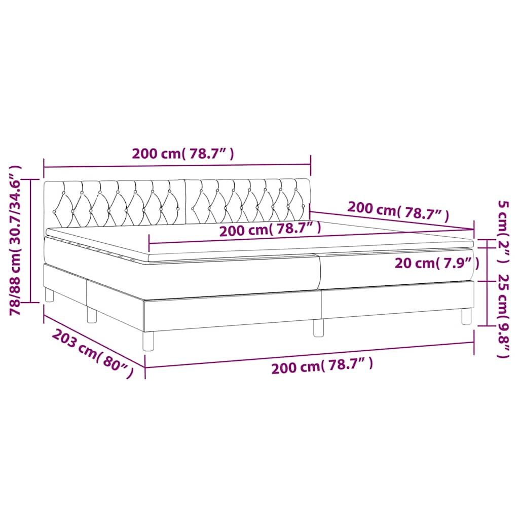Boxspringbett mit Matratze Dunkelgrün 200x200 cm Samt