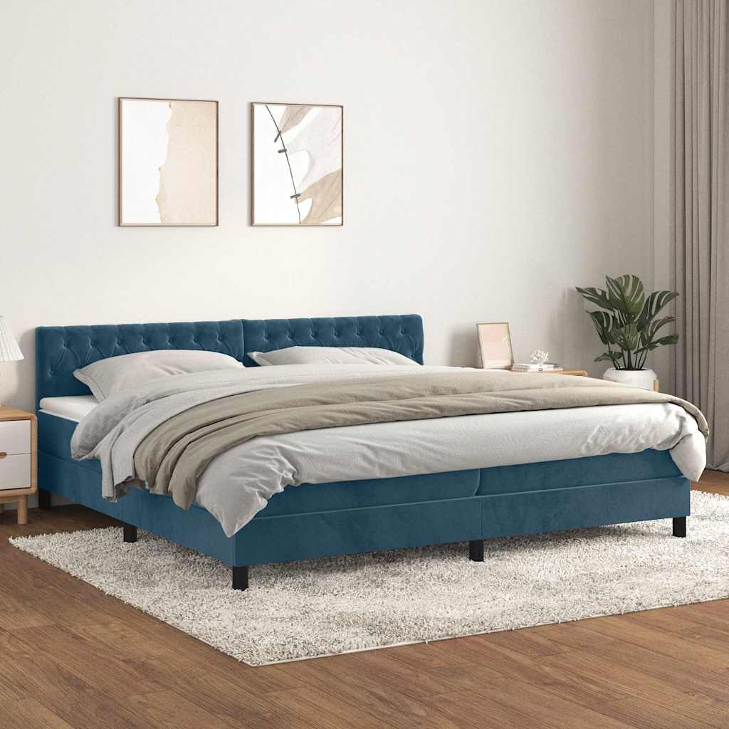 Boxspringbett mit Matratze Dunkelblau 200x200 cm Samt