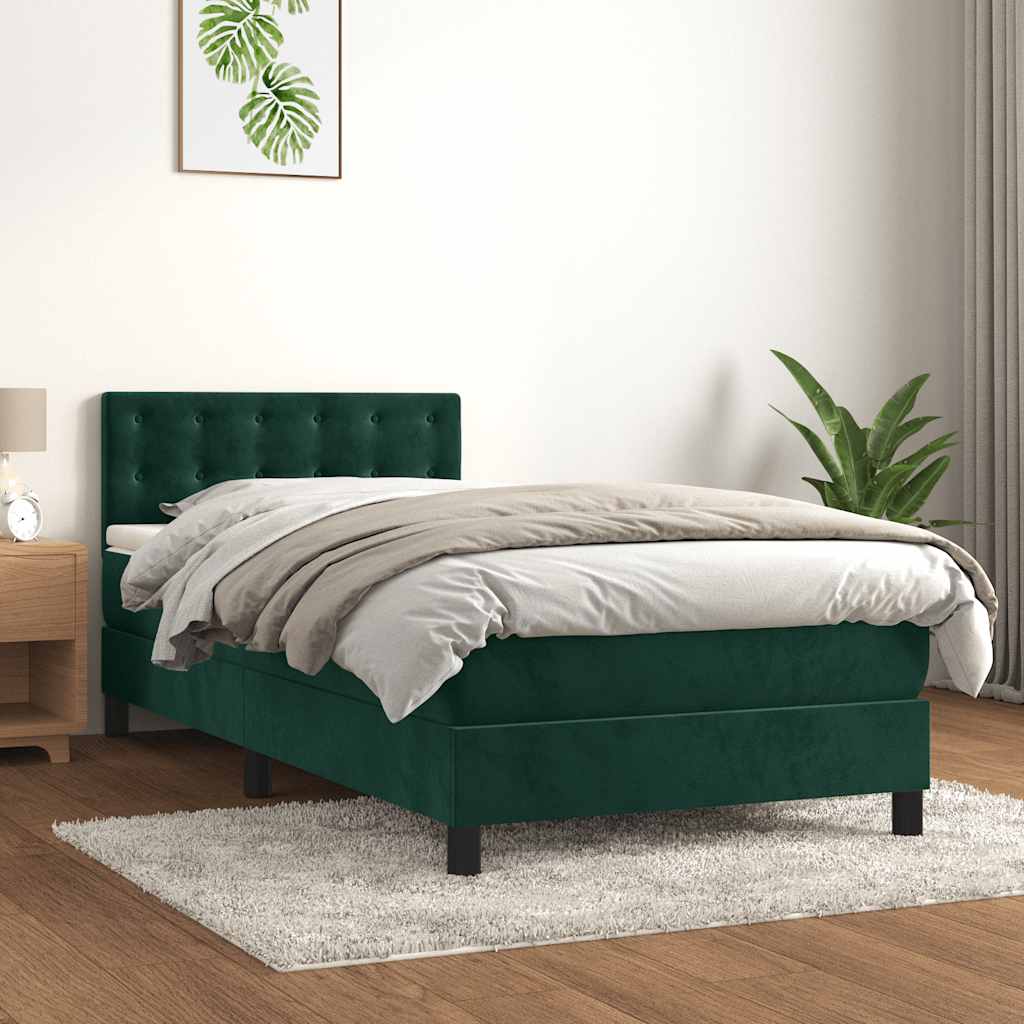 Boxspringbett mit Matratze Dunkelgrün 80x200 cm Samt