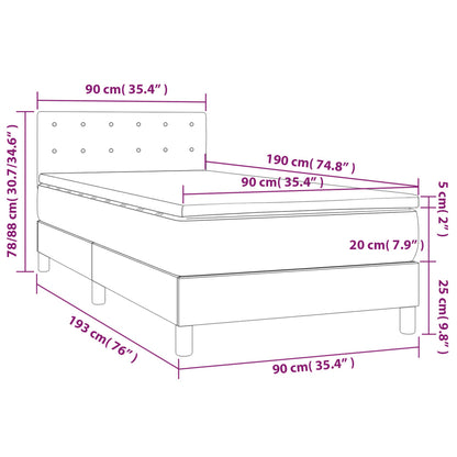 Boxspringbett mit Matratze Dunkelgrau 90x190 cm Samt
