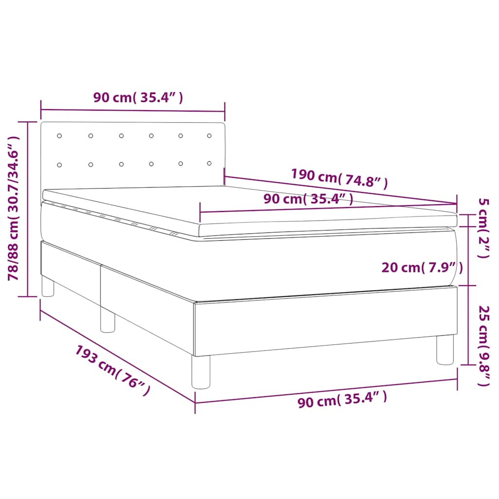 Boxspringbett mit Matratze Dunkelgrün 90x190 cm Samt