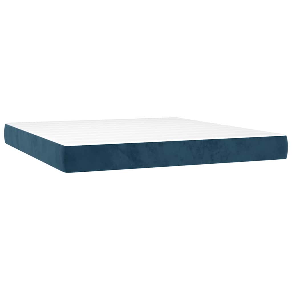 Boxspringbett mit Matratze Dunkelblau 160x200 cm Samt