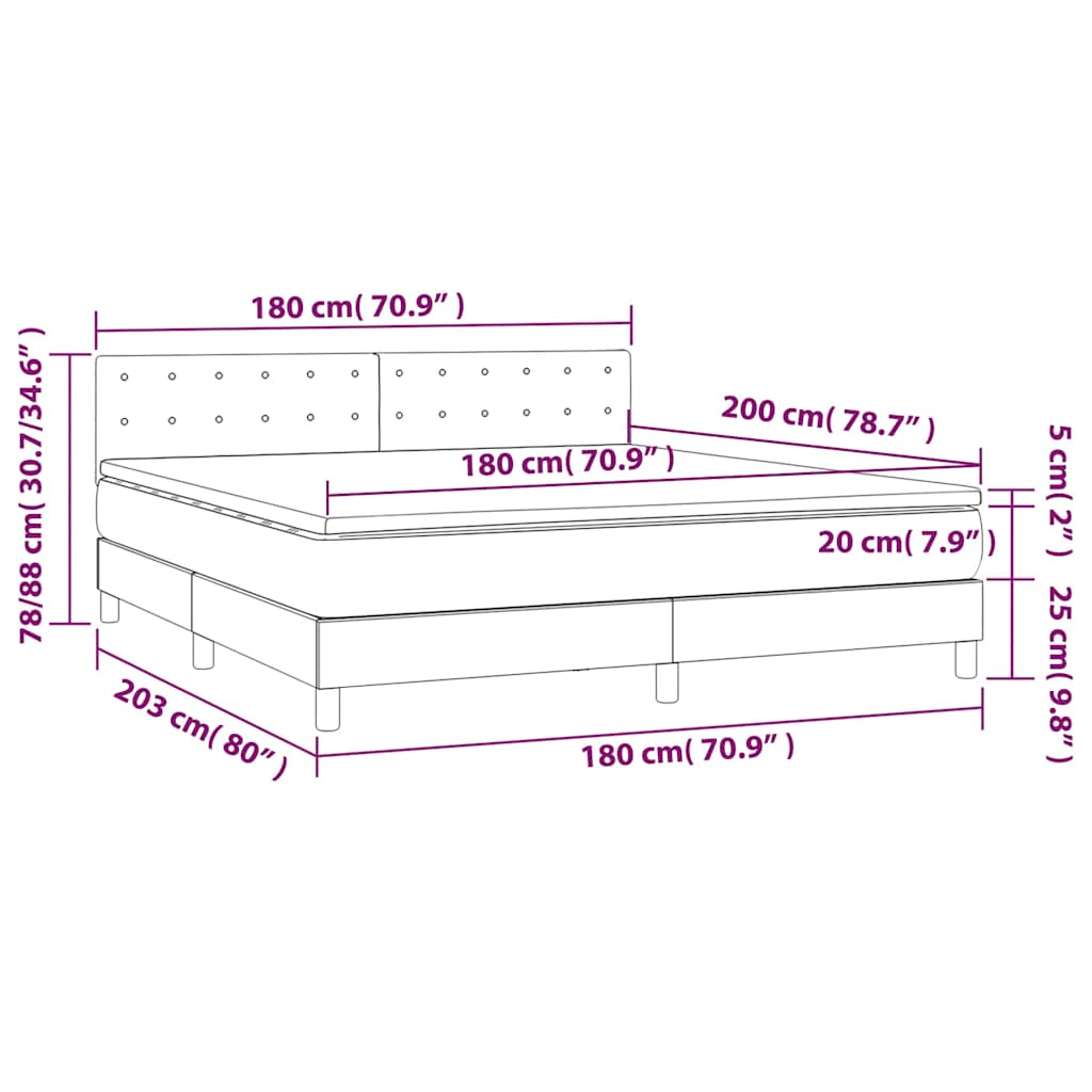 Boxspringbett mit Matratze Dunkelblau 180x200 cm Samt