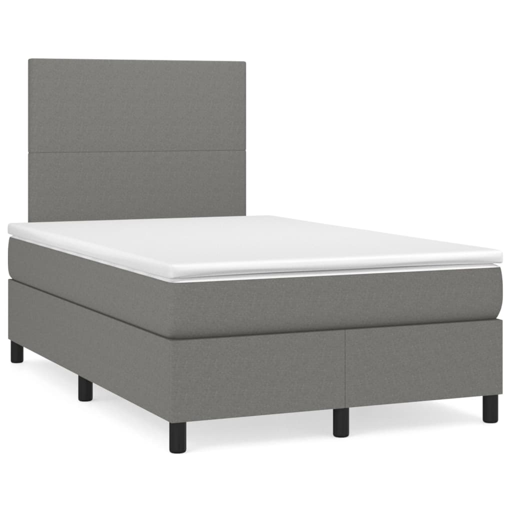 Box spring bed with mattress dark grey 120x200 cm fabric