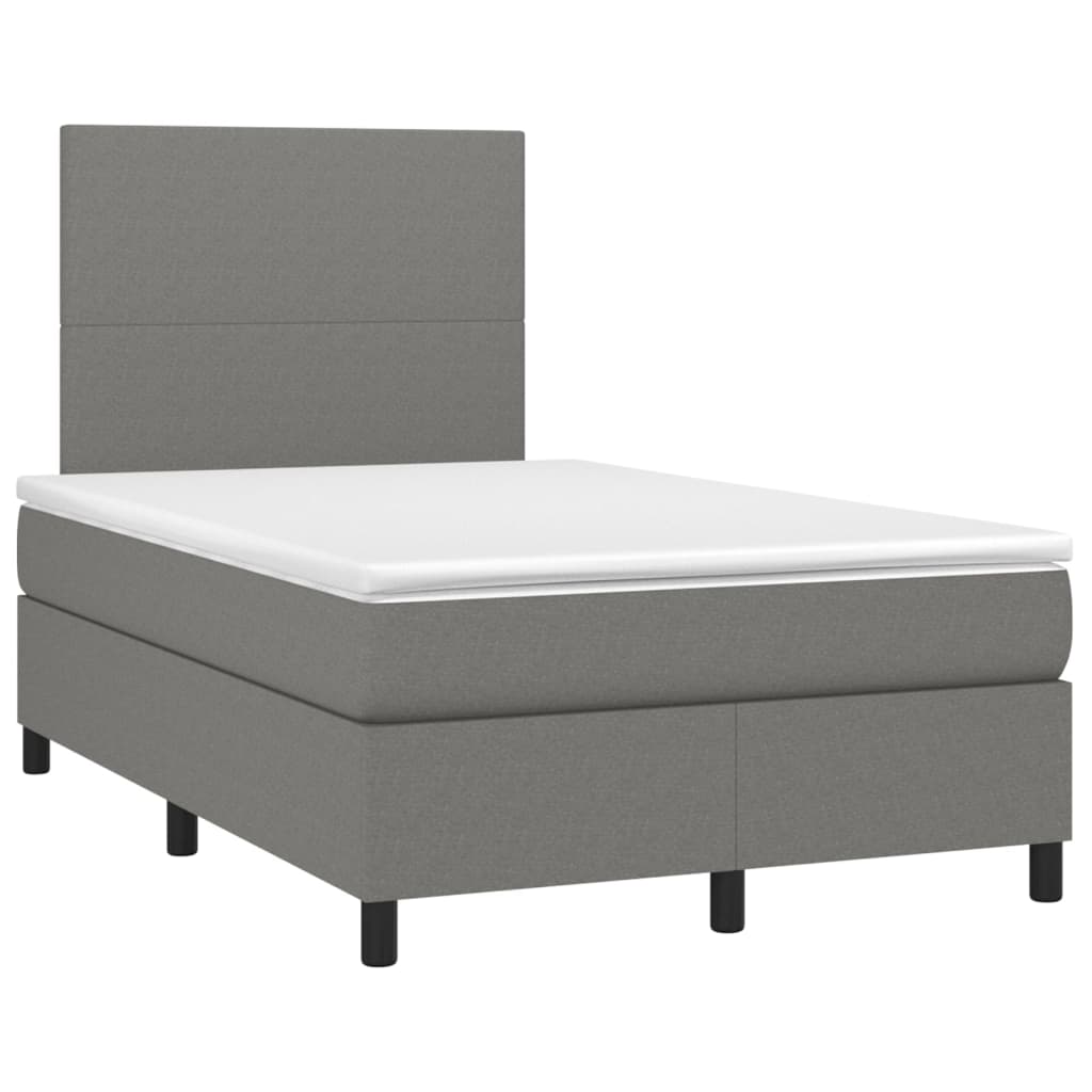 Box spring bed with mattress dark grey 120x200 cm fabric