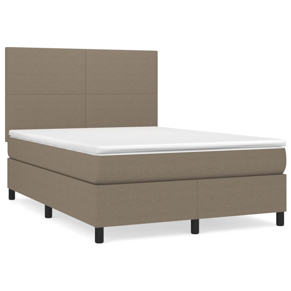 Box spring bed with mattress taupe 140x190 cm fabric