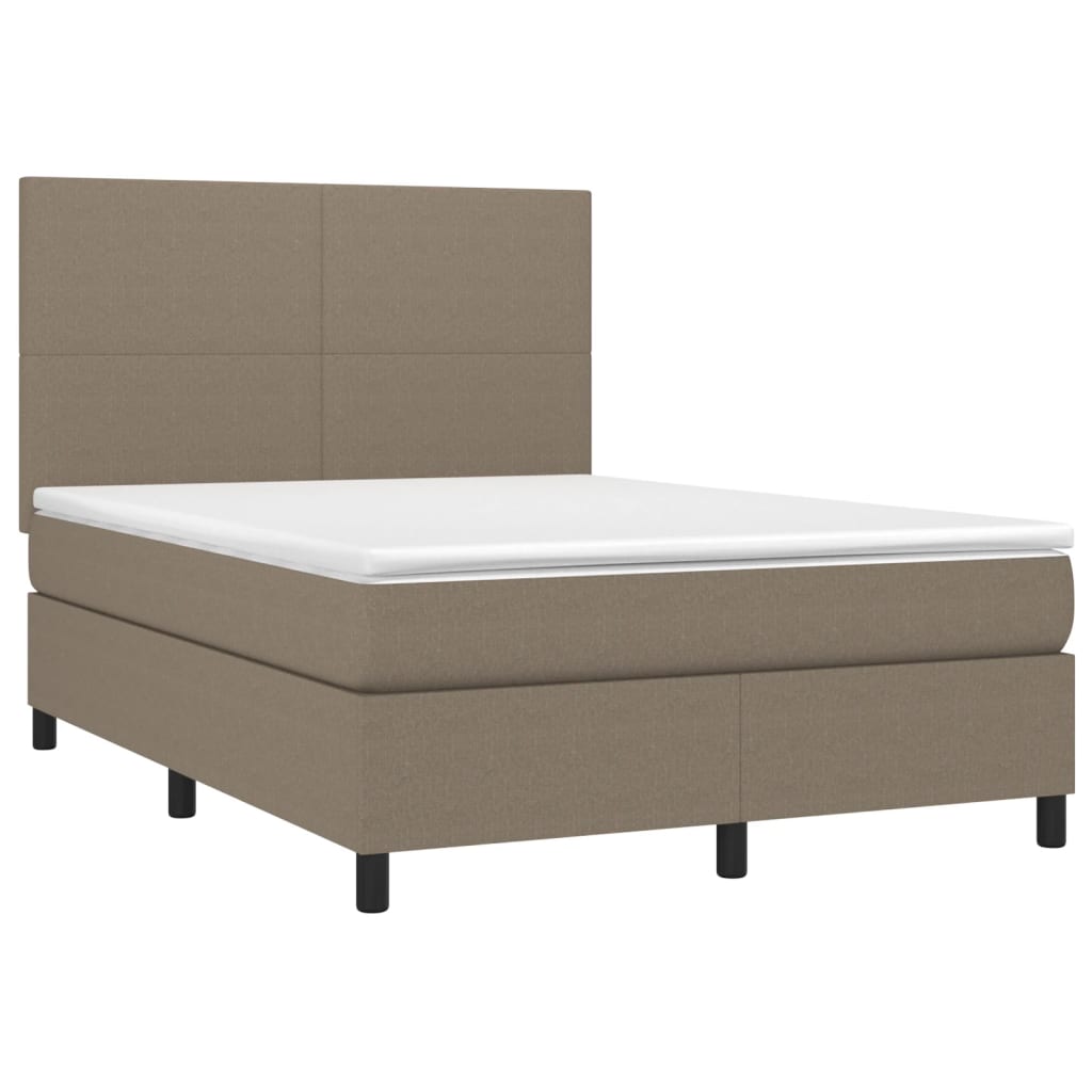 Box spring bed with mattress taupe 140x190 cm fabric
