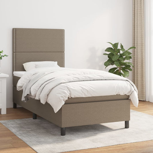 Box spring bed with mattress taupe 90x190 cm fabric