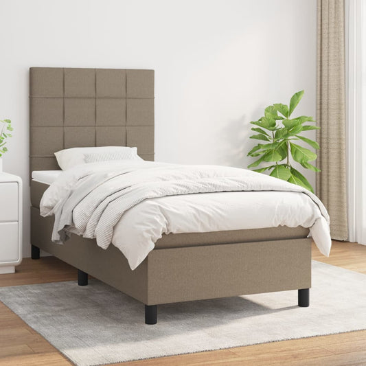 Box spring bed with mattress taupe 90x190 cm fabric