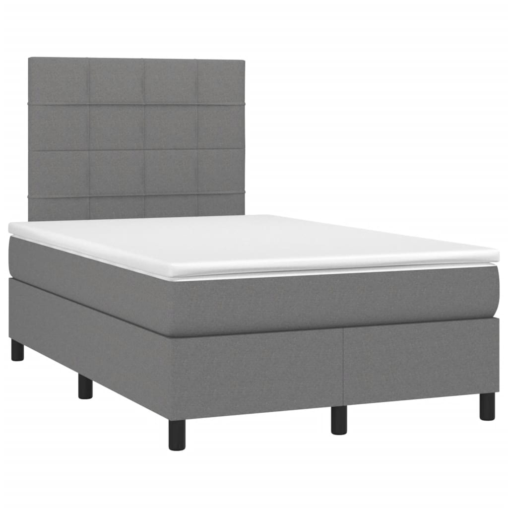 Box spring bed with mattress dark grey 120x200 cm fabric