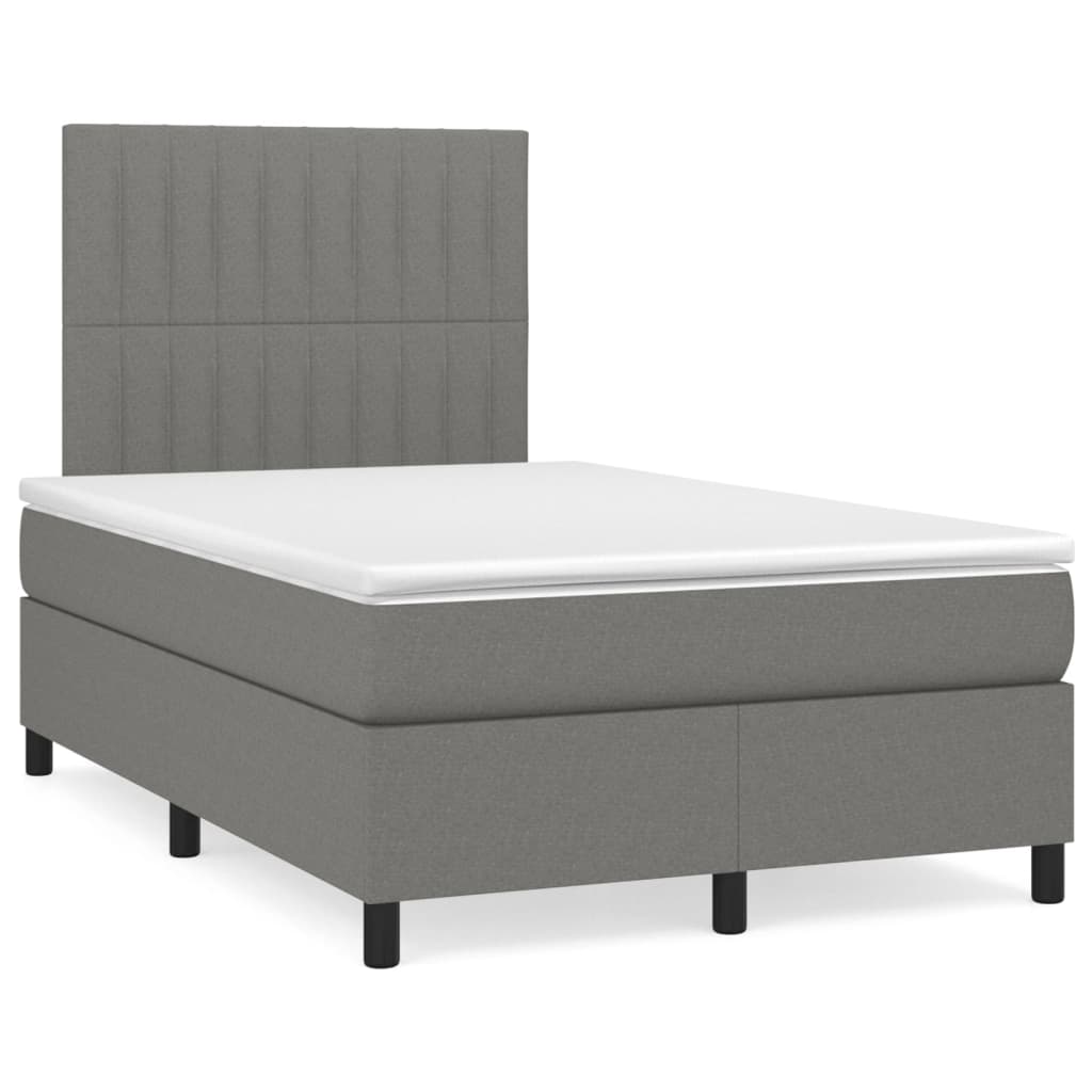 Box spring bed with mattress dark grey 120x200 cm fabric