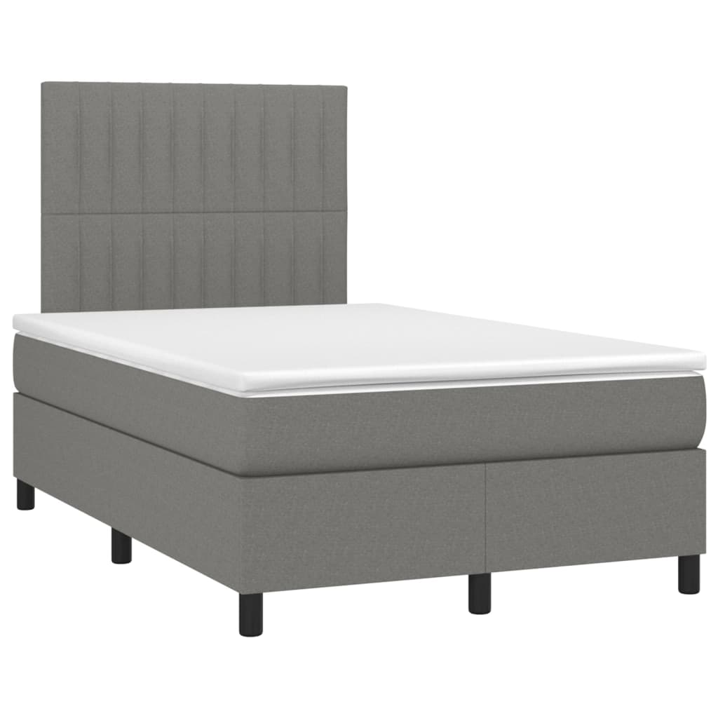 Box spring bed with mattress dark grey 120x200 cm fabric