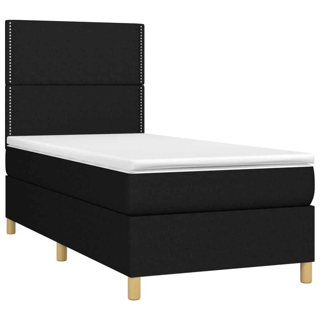 Lit à sommier tapissier avec matelas tissu noir 80x200 cm
