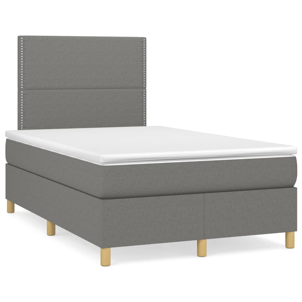 Lit sommier tapissier avec matelas tissu gris foncé 120x200 cm