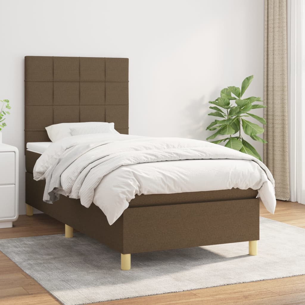 Boxspringbett mit Matratze Dunkelbraun 80x200 cm Stoff