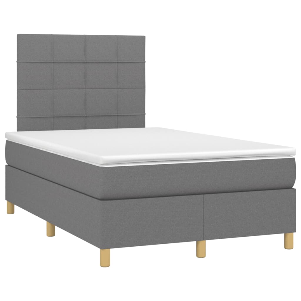 Box spring bed with mattress dark grey 120x200 cm fabric