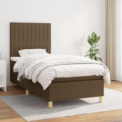 Boxspringbett mit Matratze Dunkelbraun 80x200 cm Stoff