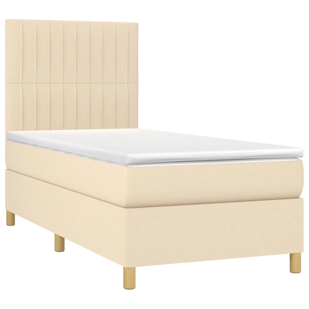 Boxspringbett mit Matratze Creme 100x200 cm Stoff