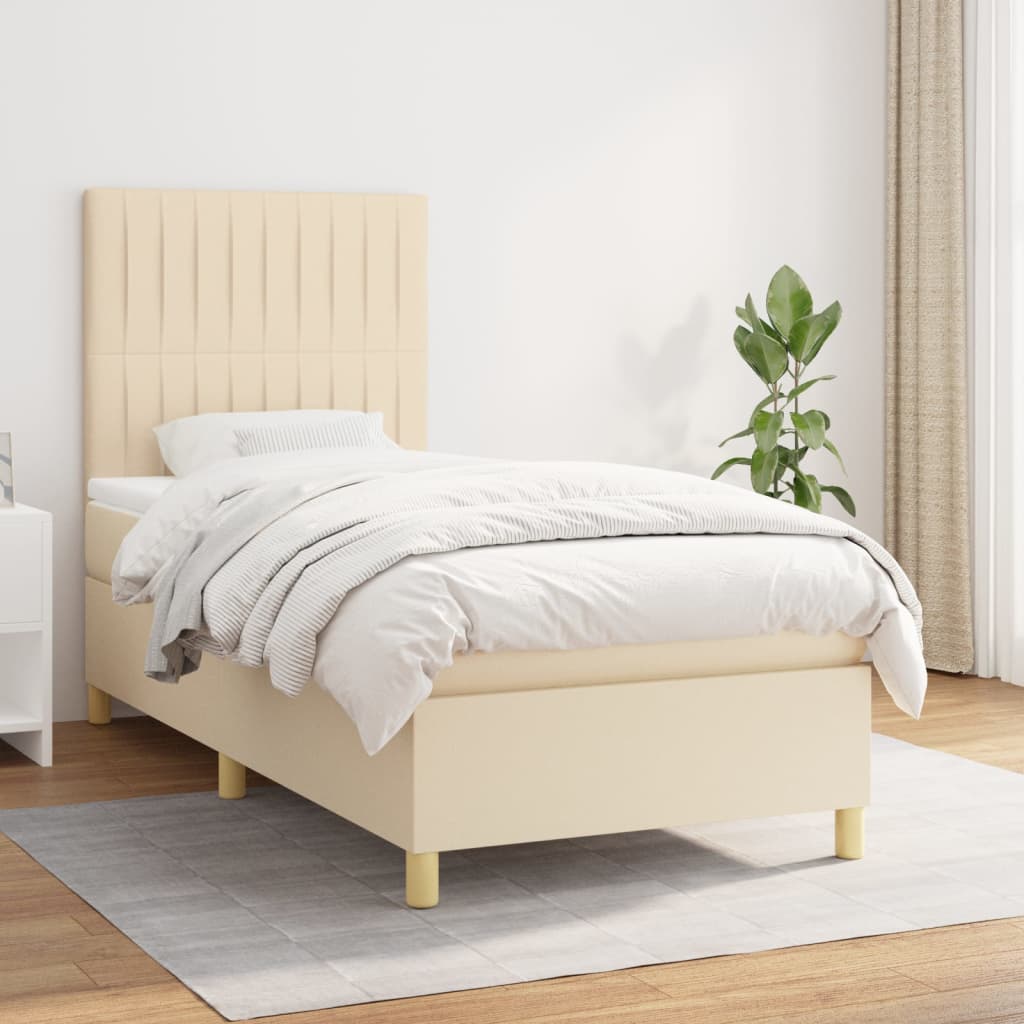 Boxspringbett mit Matratze Creme 100x200 cm Stoff