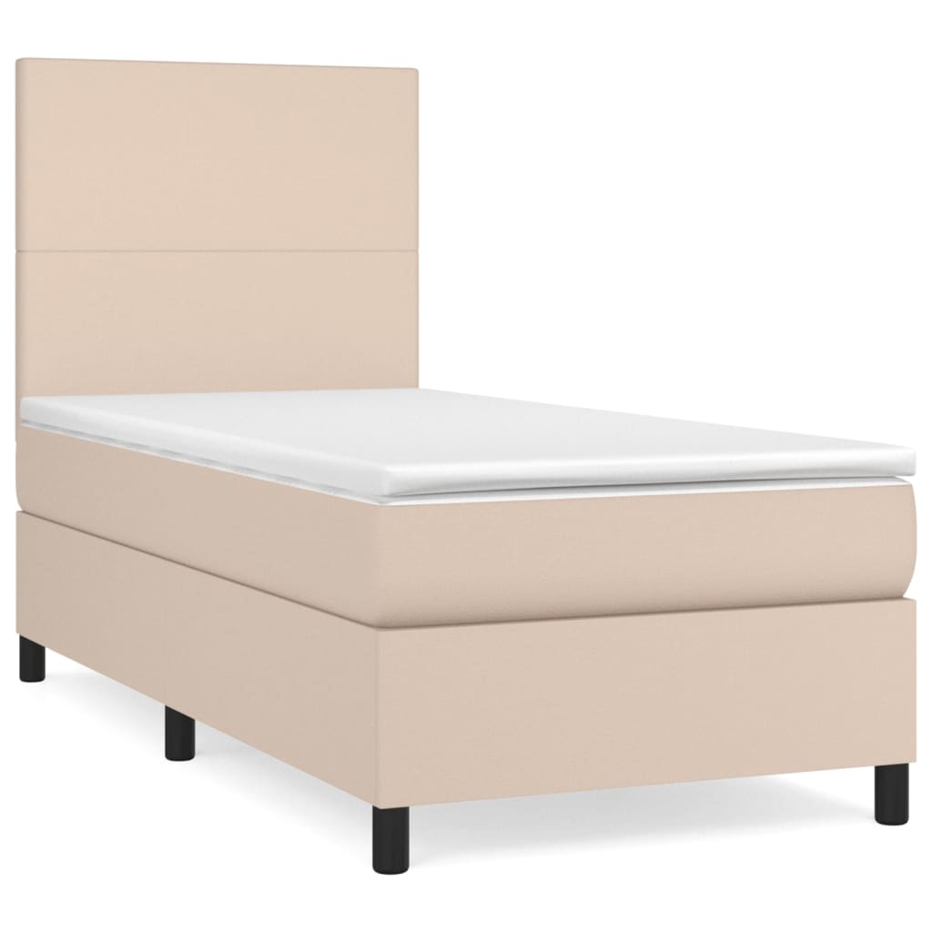 Matelas à sommier tapissier cappuccino-marron 100x200cm cuir artificiel