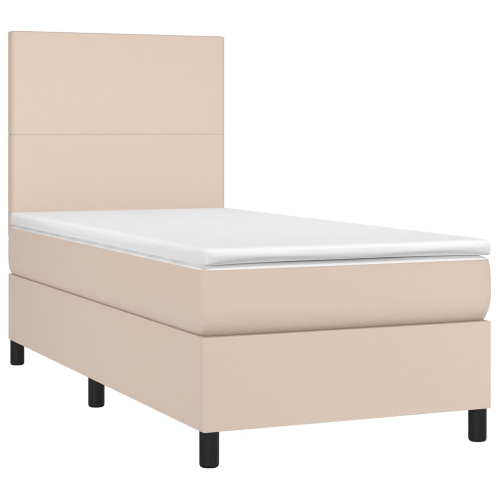 Matelas à sommier tapissier cappuccino-marron 100x200cm cuir artificiel