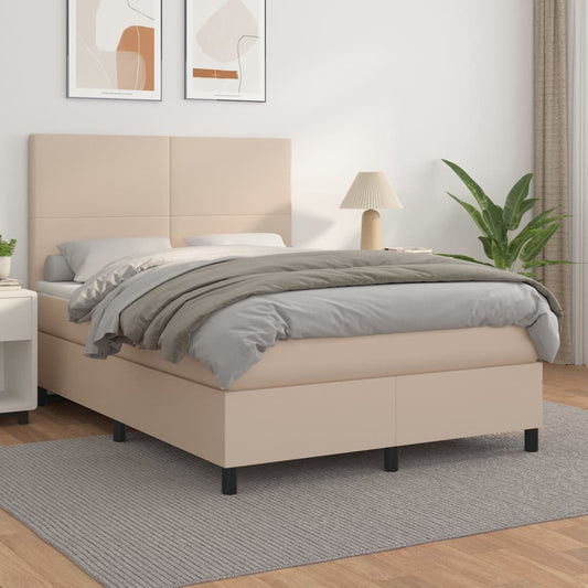 Matelas à sommier tapissier cappuccino-marron 140x200cm cuir artificiel