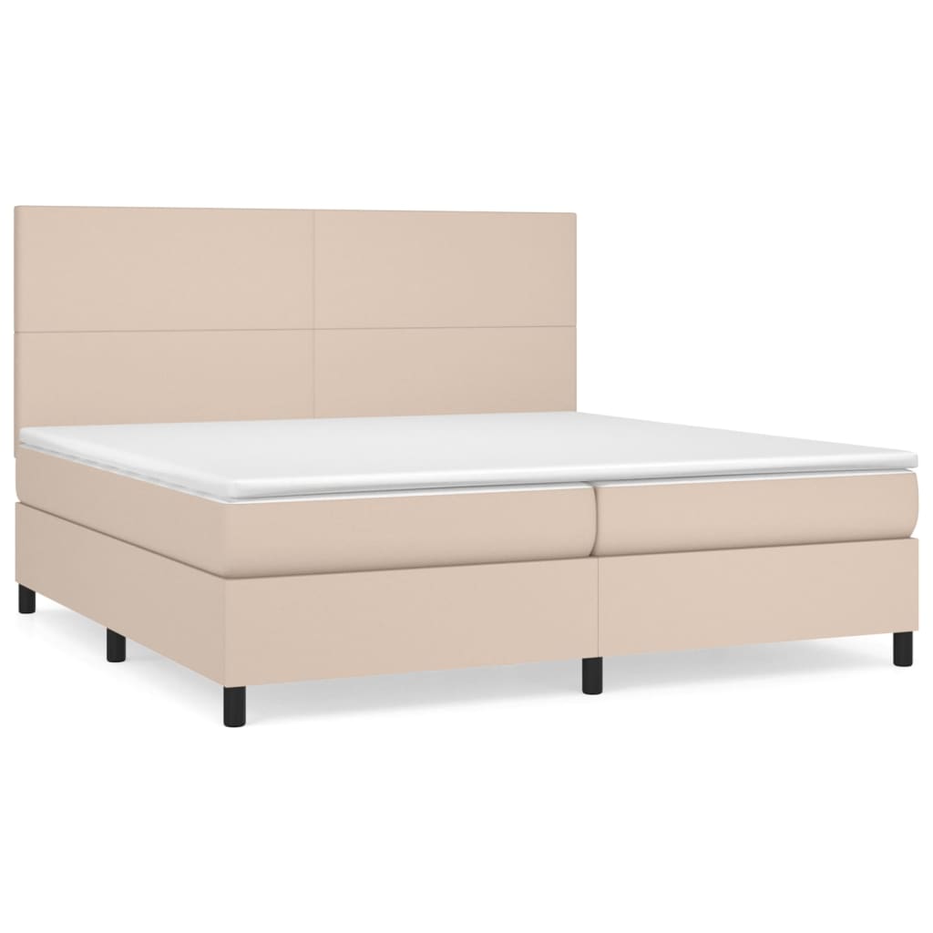 Matelas à sommier tapissier cappuccino-marron 200x200cm cuir artificiel