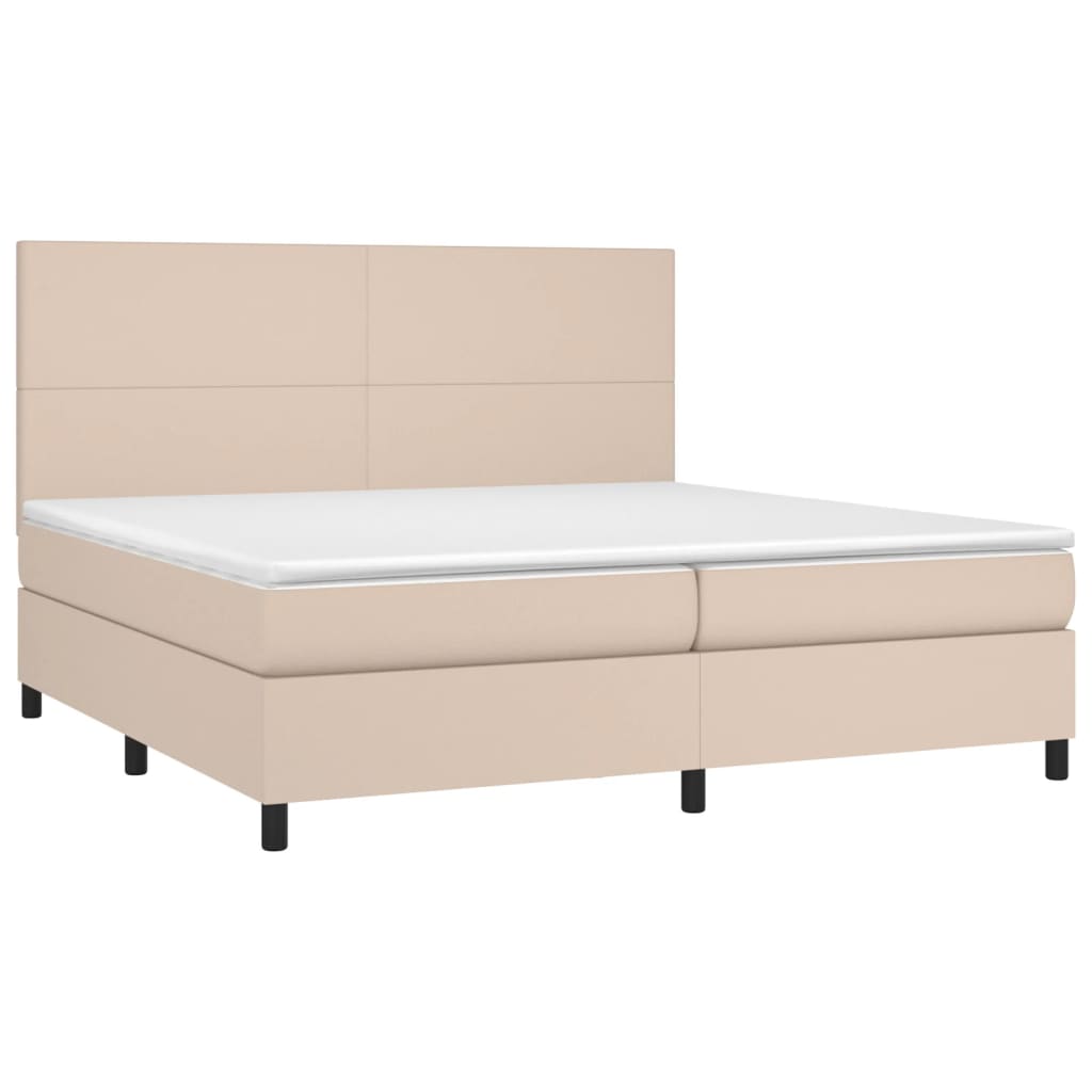 Matelas à sommier tapissier cappuccino-marron 200x200cm cuir artificiel